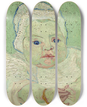 Triptych art skateboard deck of Vincent Van Gogh Roulins Baby by Vincent van Gogh (1853-1890)
