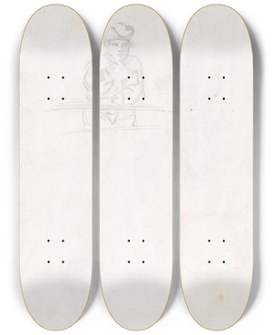 Triptych art skateboard deck of Adolph Tidemand Mannsfigur_1 by Adolph Tidemand (1814-1876)