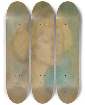 Triptych art skateboard deck of Alice Pike Barney A Memory by Alice Pike Barney (1857-1931)
