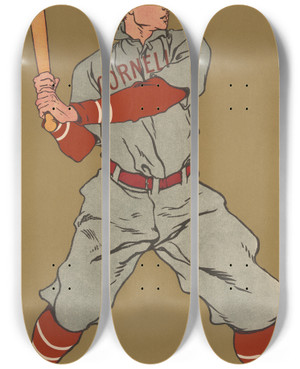 Triptych art skateboard deck of Edward Penfield Cornell_1 by Edward Penfield (1866-1925)