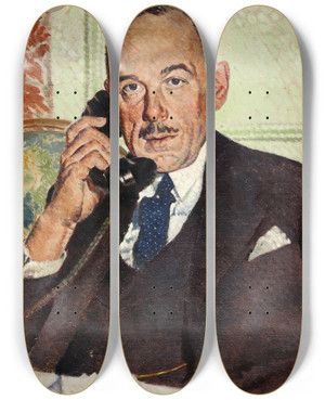 Triptych art skateboard deck of William Little Rt Hon Oliver Lyttelton by William Little (20-)