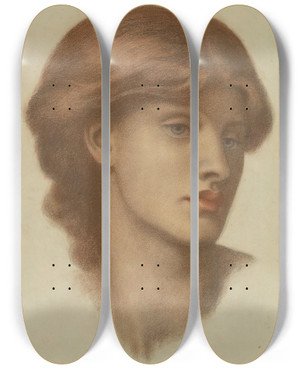Triptych art skateboard deck of Dante Gabriel Rossetti Study Of Alexa Wilding by Dante Gabriel Rossetti (1828-1882)