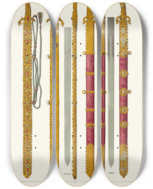 Triptych art skateboard deck of Fedor Grigoryevich Solntsev Palashi by Fedor Grigoryevich Solntsev (1801-1892)