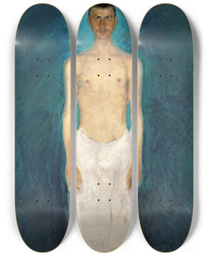 Triptych art skateboard deck of Richard Gerstl Seminude Selfportrait by Richard Gerstl (1883-1908)