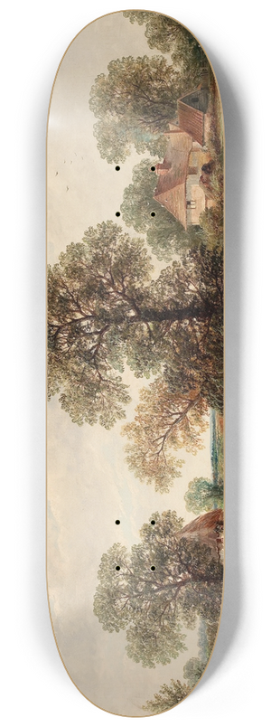 James Edwin Meadows - Sussex Landscape (Rural Scene with Hay Cart) 8.25 inch art skate deck