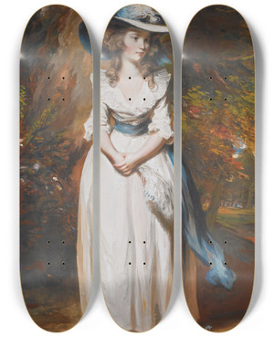 Triptych art skateboard deck of Daniel Gardner Mary Whitbread by Daniel Gardner (1750-1805)