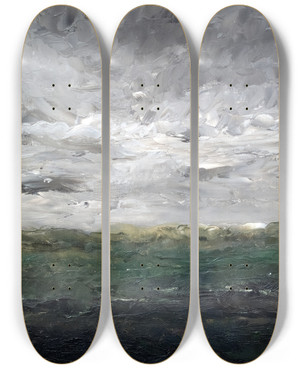Triptych art skateboard deck of August Strindberg Landscape Study The Heath by August Strindberg (1849-1912)