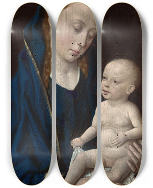 Triptych art skateboard deck of Dieric Bouts Madonna And Child by Dieric Bouts (1415-1475)