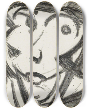 Triptych art skateboard deck of Reijer Stolk Kop_3 by Reijer Stolk (1896-1945)
