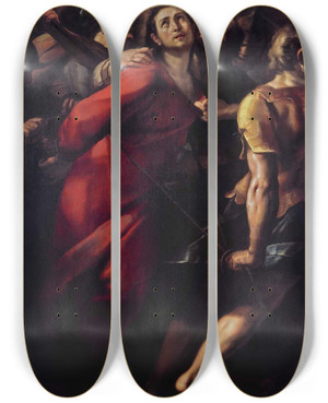 Triptych art skateboard deck of Giulio Cesare Procaccini The Capture Of Christ by Giulio Cesare Procaccini (1574-1625)