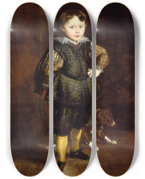 Triptych art skateboard deck of Anthony Van Dyck Filippo Cattaneo by Anthony Van Dyck (1599-1641)