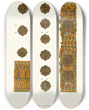 Triptych art skateboard deck of Fedor Grigoryevich Solntsev Skipetr Vtorago Nariada Grecheskago Dela Izobrazhenie 2 by Fedor Grigoryevich Solntsev (1801-1892)