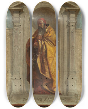 Triptych art skateboard deck of Nicolas Auguste Hesse Saint Zaccharie by Nicolas Auguste Hesse (1795-1869)