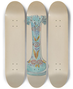 Triptych art skateboard deck of Dorothy Posten Vase by Dorothy Posten