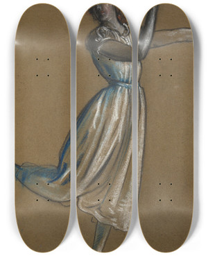 Triptych art skateboard deck of Arthur Bowen Davies Womandancing by Arthur Bowen Davies (1862-1928)