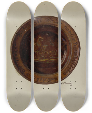 Triptych art skateboard deck of Eugene Shellady Pa German Plate_11 by Eugene Shellady