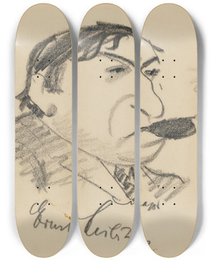 Triptych art skateboard deck of Henry Major Ernst Lubitsch by Henry Major (1889-1948)
