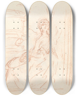 Triptych art skateboard deck of Benjamin West Sketch_7 by Benjamin West (1738-1820)
