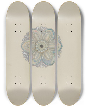 Triptych art skateboard deck of Henry Moran Tieback by Henry Moran