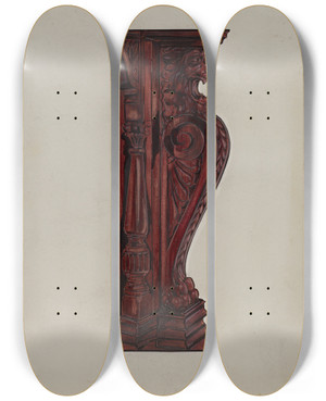 Triptych art skateboard deck of Sebastian Simonet Mantel Detail by Sebastian Simonet