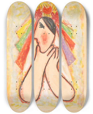 Triptych art skateboard deck of Mikul Galanda Bride by Mikulas Galanda (1895-1938)