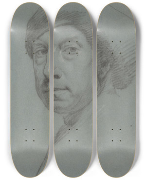Triptych art skateboard deck of Jonathan Richardson The Elder Selfportrait Wearing A Turban by Jonathan Richardson The Elder (1667-1745)