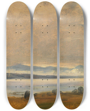 Triptych art skateboard deck of Thomas Fearnley Landscape Study by Thomas Fearnley (1802-1842)