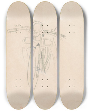 Triptych art skateboard deck of John Singer Sargent Motorcycle Verso by John Singer Sargent (1856-1925)