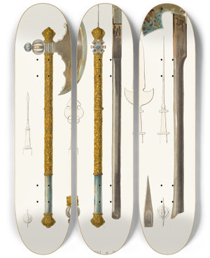 Triptych art skateboard deck of Fedor Grigoryevich Solntsev Topory I Kopia by Fedor Grigoryevich Solntsev (1801-1892)