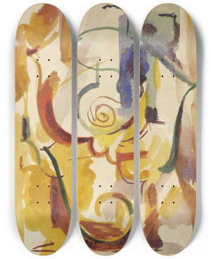 Triptych art skateboard deck of Albert Gleizes Composition 4 by Albert Gleizes (1881-1953)