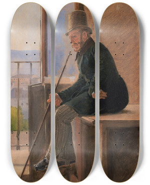 Triptych art skateboard deck of Constantin Hansen The Painter Jrgen Sonne by Constantin Hansen (1804-1880)
