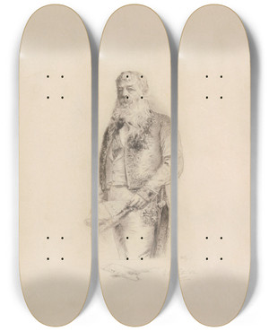 Triptych art skateboard deck of Charles Albert Waltner The Painter Ernest Meissonier by Charles Albert Waltner