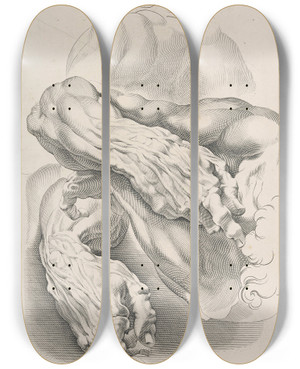 Triptych art skateboard deck of Peter Paul Rubens Muscles_2 by Peter Paul Rubens (1577-1640)