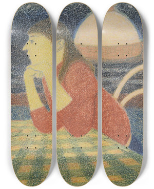 Triptych art skateboard deck of Lon Spilliaert Leunende Vrouw by Leon Spilliaert (1881-1946)
