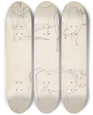 Triptych art skateboard deck of William Simpson Native Plough Amritsar 24 March 1860 by William Simpson (1823-1899)