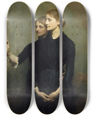 Triptych art skateboard deck of Abbott Handerson Thayer The Sisters by Abbott Handerson Thayer (1849-1921)