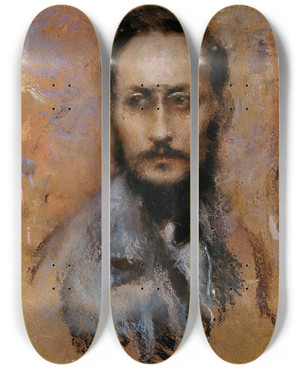 Triptych art skateboard deck of Arturo Rietti Der Historiker Ludo Moritz Hartmann by Arturo Rietti (1863-1943)