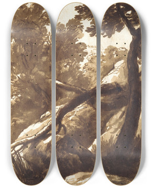 Triptych art skateboard deck of Bartolomeo Torregiani Wooded Landscape by Bartolomeo Torregiani (1590-1675)