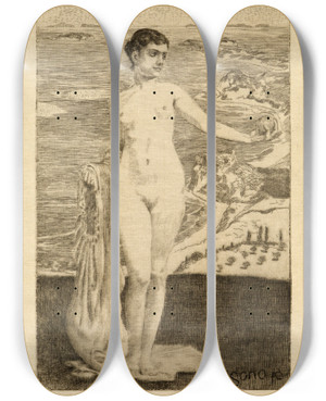 Triptych art skateboard deck of Max Klinger Ex Libris Max Klinger by Max Klinger (1857-1920)