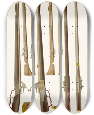 Triptych art skateboard deck of Fedor Grigoryevich Solntsev Pishchali by Fedor Grigoryevich Solntsev (1801-1892)