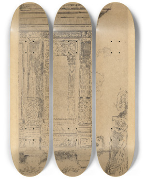 Triptych art skateboard deck of James Ensor Het Betoverd Meubel by James Ensor (1860-1949)
