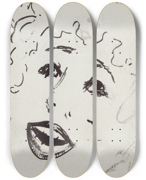 Triptych art skateboard deck of Douard Vuillard Tte Dechanteuse by douard Vuillard (1868-1940)