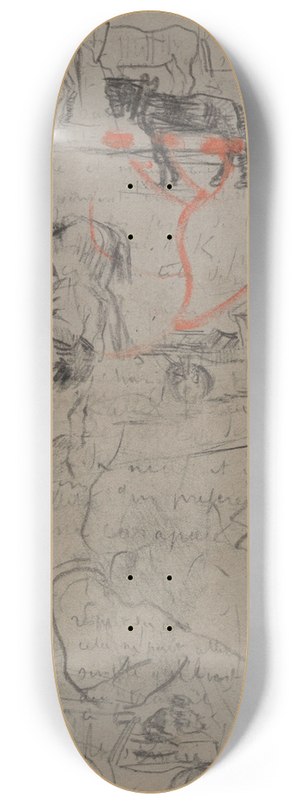 James Ensor - Horses and Text 8.25 inch art skate deck