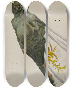 Triptych art skateboard deck of John W Kelleher Figurehead_1 by John W Kelleher