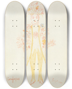 Triptych art skateboard deck of James Ensor Corylopsis by James Ensor (1860-1949)