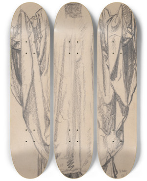 Triptych art skateboard deck of Henri Lehmann Costume Study by Henri Lehmann (1814-1882)