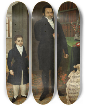 Triptych art skateboard deck of Jos Gil De Castro Mariano Alejo Lvarez And His Son by Jose Gil De Castro (1785-1840)