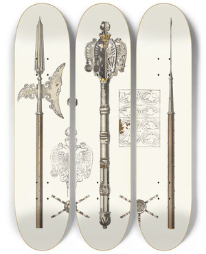 Triptych art skateboard deck of Fedor Grigoryevich Solntsev Shestoper I Alebarda by Fedor Grigoryevich Solntsev (1801-1892)