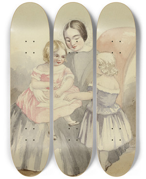 Triptych art skateboard deck of Elizabeth Murray Hugh And Florence Ashford by Elizabeth Murray (1815-1882)