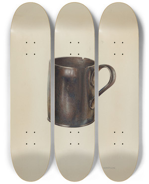 Triptych art skateboard deck of Archie Thompson Pa German Moravian Loving Cup by Archie Thompson